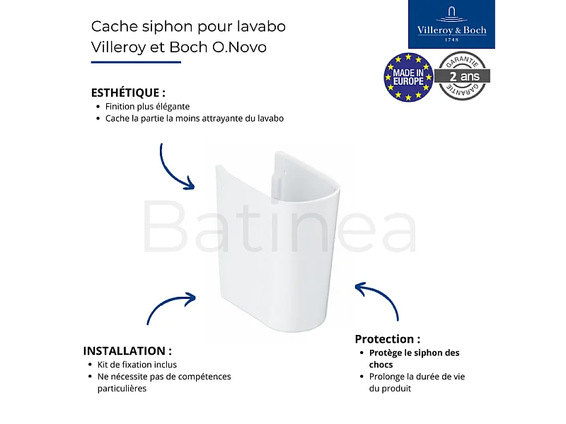Cache siphon pour lavabo VILLEROY ET BOCH O.Novo