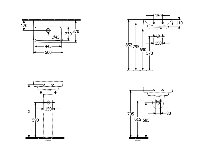 Cache siphon pour lavabo VILLEROY ET BOCH O.Novo