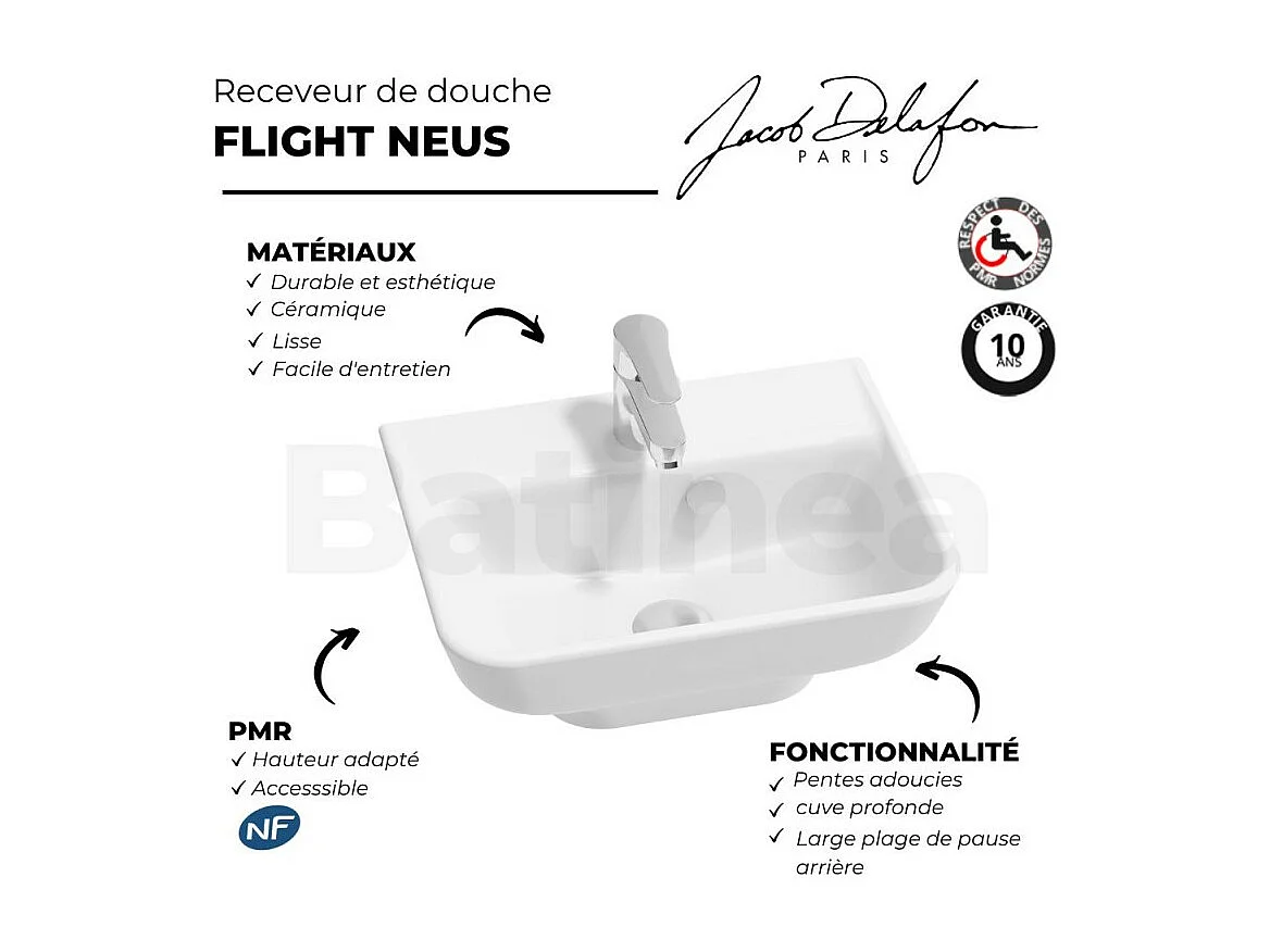 Lavabo PMR JACOB DELAFON Struktura meulé, Blanc