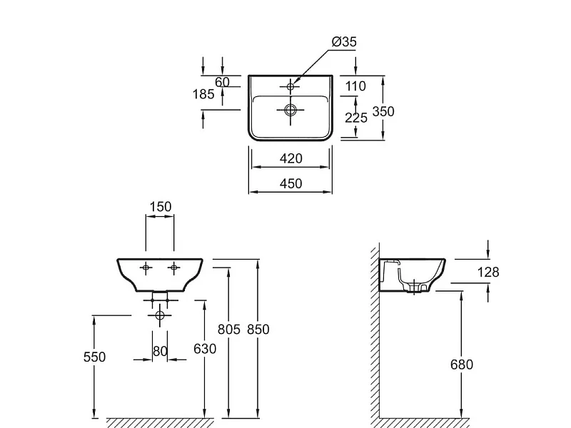 Lavabo PMR JACOB DELAFON Struktura meulé, Blanc
