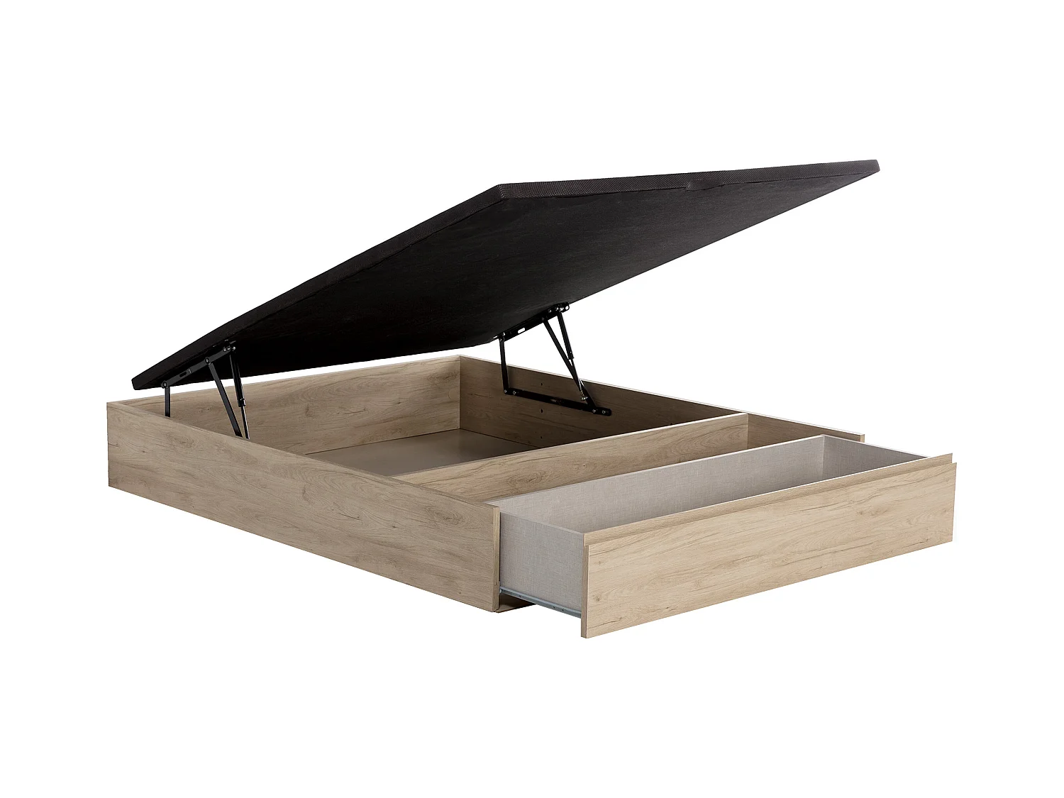 Ensemble 140 x 190 cm sommier coffre avec tiroir naturel clair + matelas ressorts ensachés ép.22cm - PRESTIGE de YSMÉE