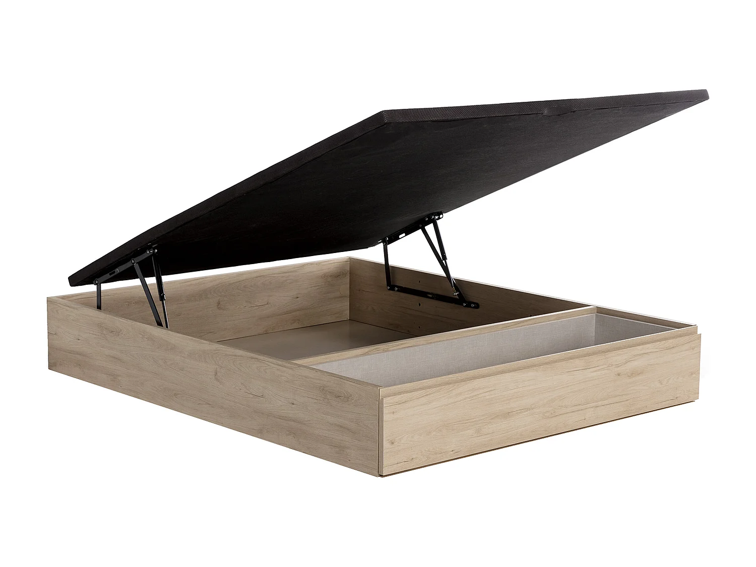 Set aus Bettgestell mit Bettkasten mit Schublade + Taschenfederkernmatratze - 160 x 200 cm - Stärke 22 cm - Holzfarben hell - PRESTIGE von YSMÉE