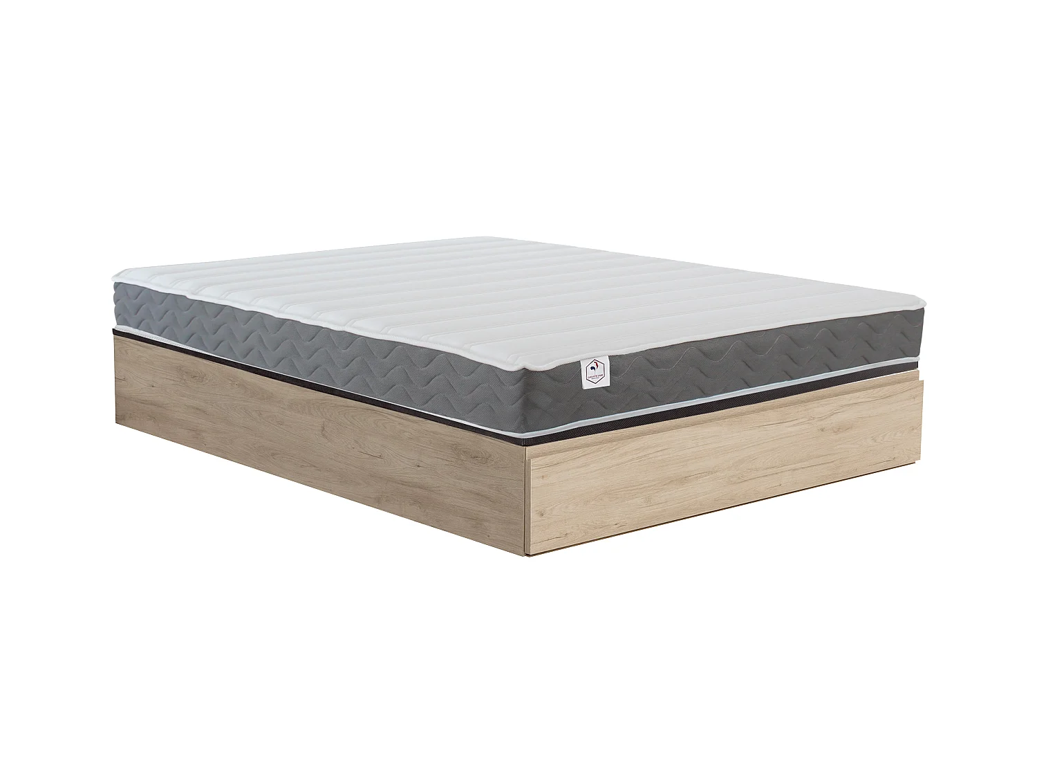 Ensemble 140 x 190 cm sommier coffre avec tiroir naturel clair + matelas mousse HD mémoire de forme et tissu 3D respirant ép.18cm - HEAVEN de YSMÉE