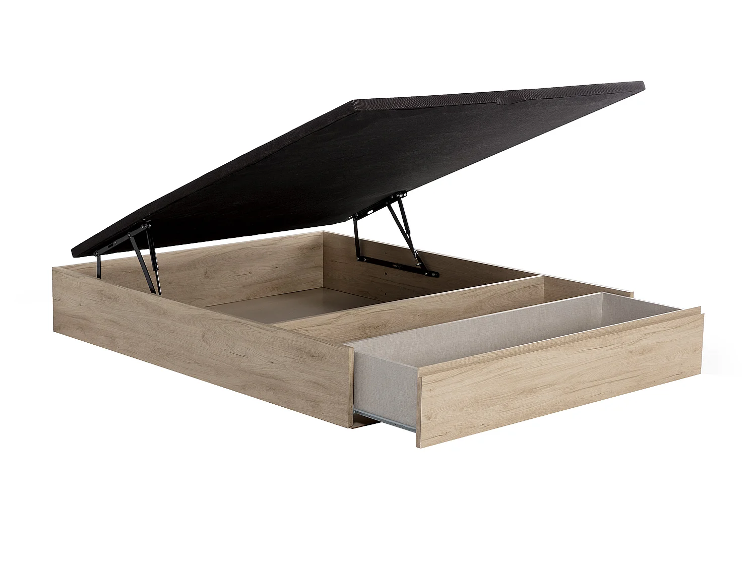 Ensemble 140 x 190 cm sommier coffre avec tiroir naturel clair + matelas mousse HD mémoire de forme et tissu 3D respirant ép.18cm - HEAVEN de YSMÉE