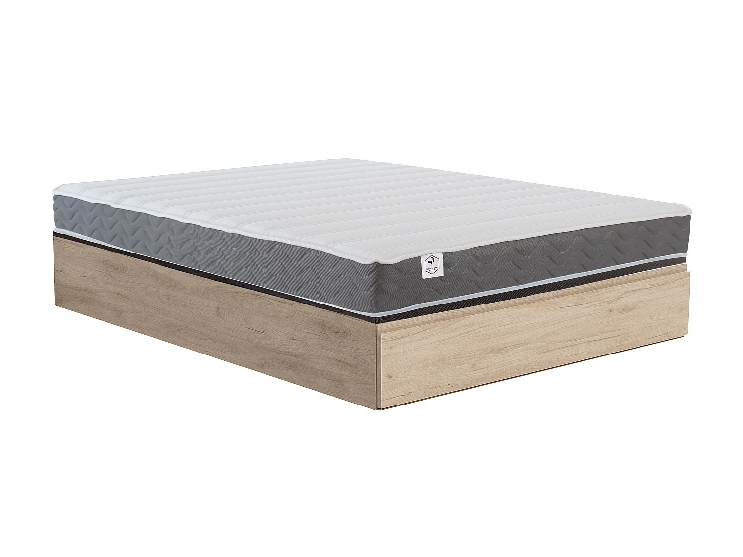 Set aus Bettgestell mit Bettkasten mit Schublade + Matratze - 160 x 200 cm günstig online kaufen