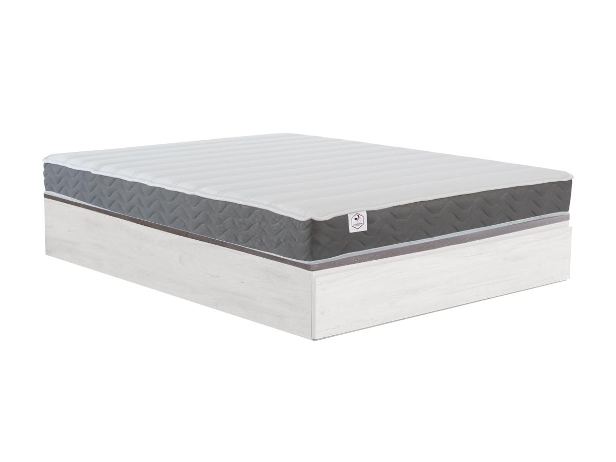 Set aus Bettgestell mit Bettkasten mit Schublade + Matratze - 140 x 190 cm günstig online kaufen