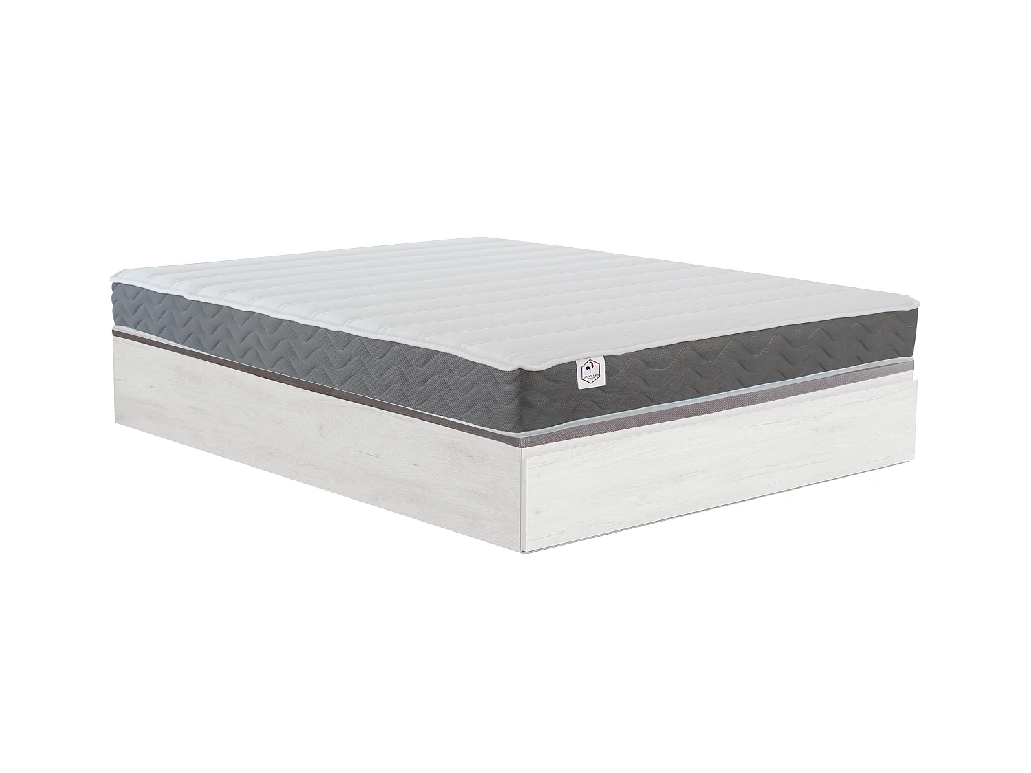 Ensemble 140 x 190 cm sommier coffre avec tiroir blanc + matelas mousse HD mémoire de forme et tissu 3D respirant ép.18cm - HEAVEN de YSMÉE