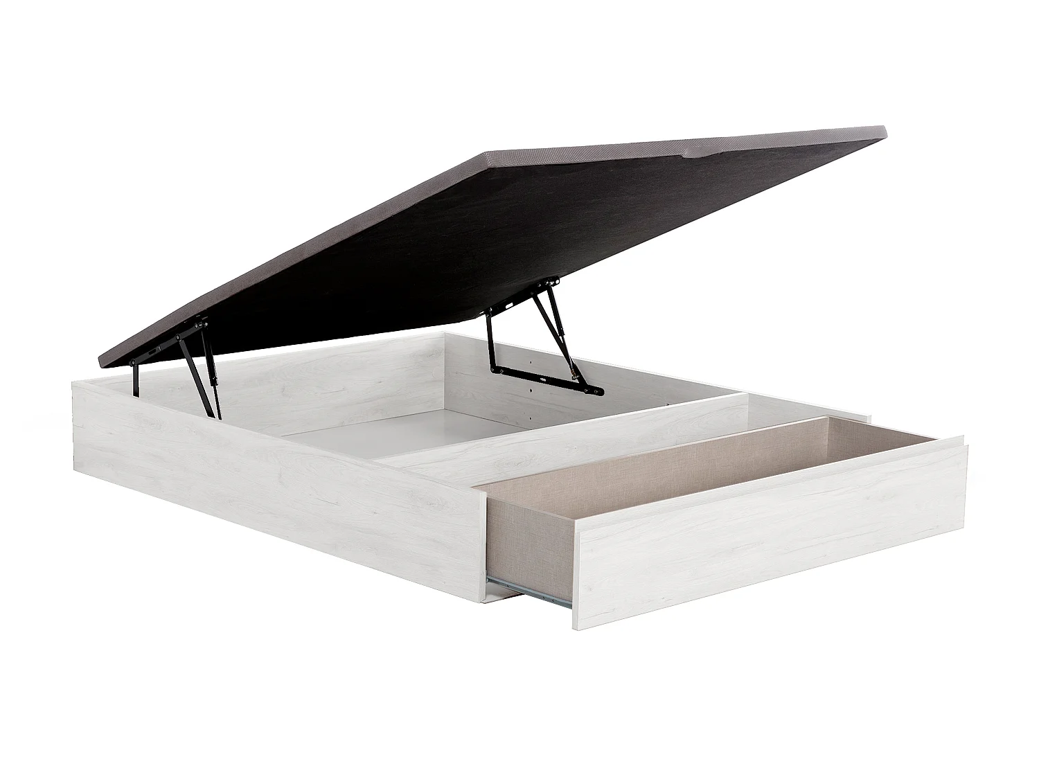 Ensemble 160 x 200 cm sommier coffre avec tiroir blanc + matelas mousse HD mémoire de forme et tissu 3D respirant ép.18cm - HEAVEN de YSMÉE