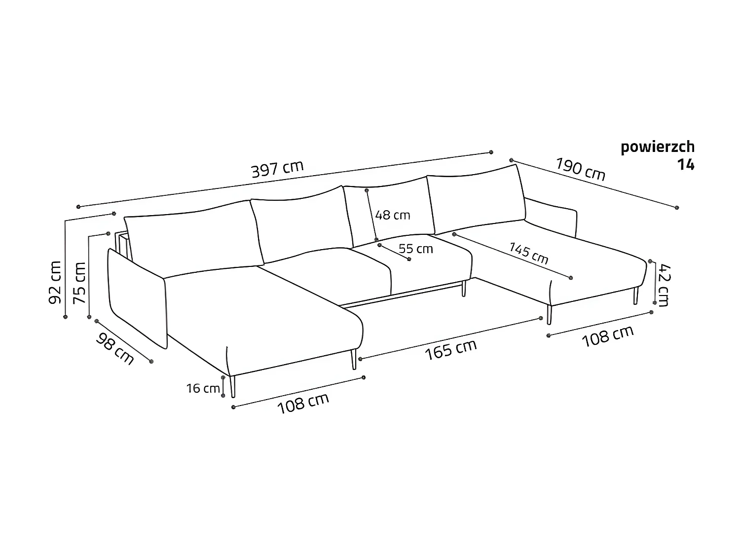 Canapé panoramique LAMBIA en U en tissu bouclette blanc cassé