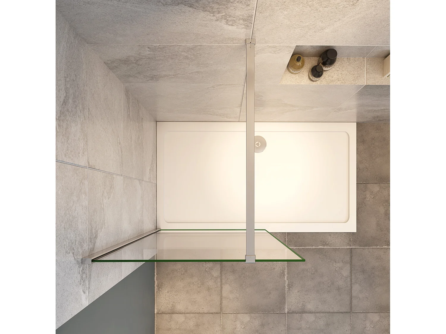 100x200cm Duschabtrennung Walk In 8mm Nano ESG Milchglasstreifen Duschabtrennung + N Form:90cm Stabilisator Höhe 200cm