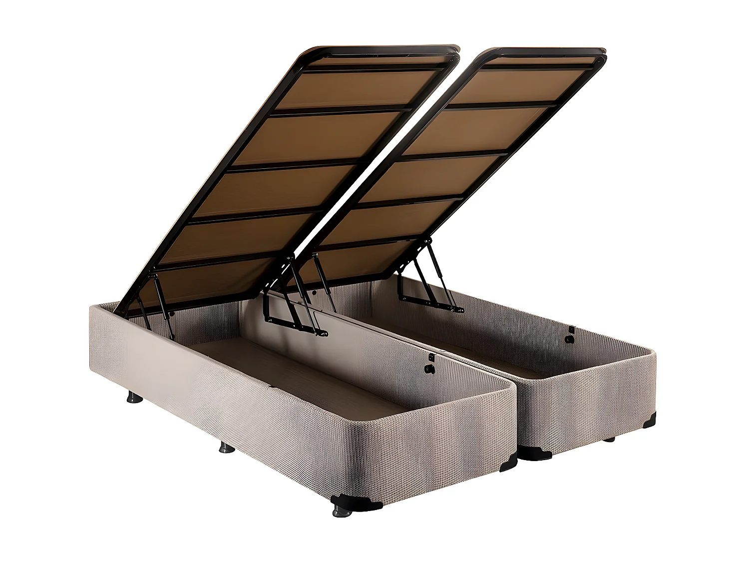 Lit double avec rangement Rafael 180x200cm Tissu Beige