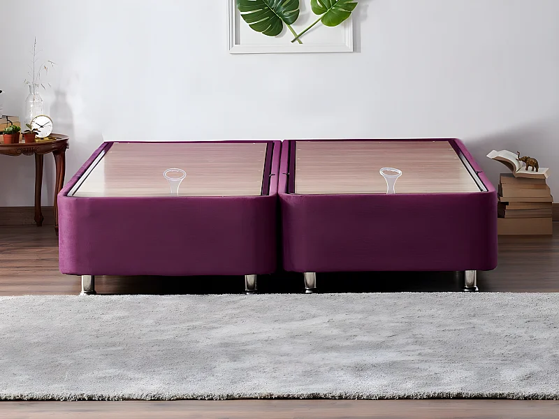 Lit simple avec rangement Jaxon 140x190cm Tissu Violet