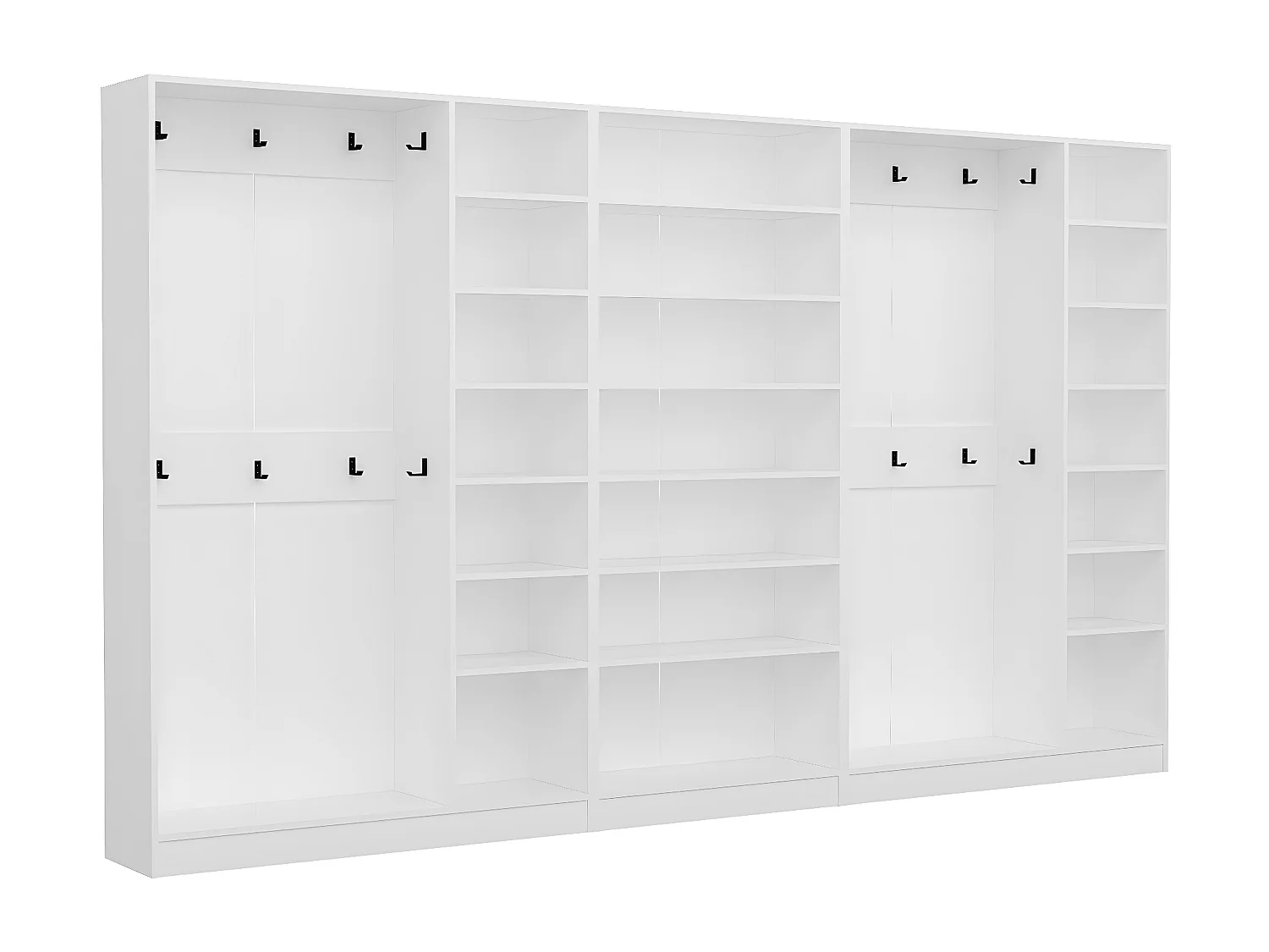 Placard d'entrée ouvert moderne 20 patères Antipax L360xH210cm Blanc