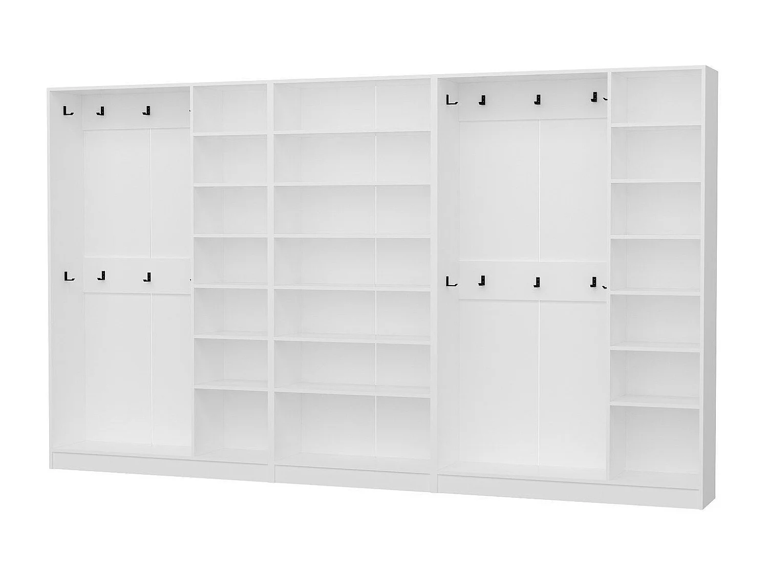 Placard d'entrée ouvert moderne 20 patères Antipax L360xH210cm Blanc