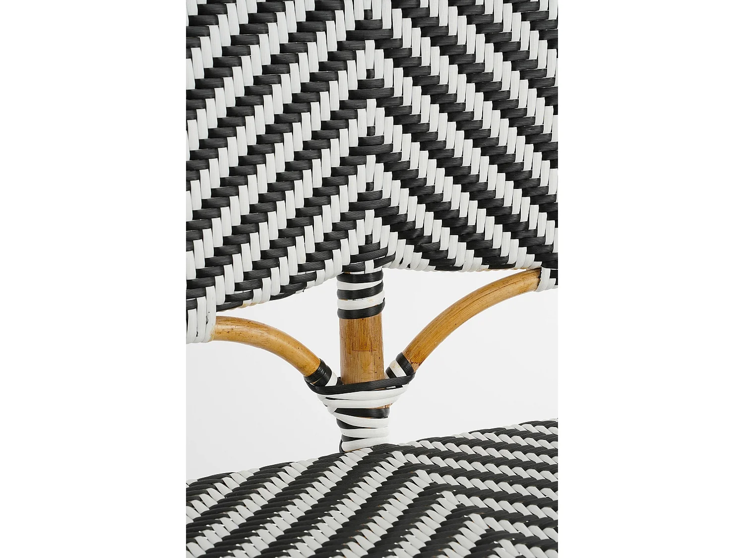 Tuinbankje van rotan ensynthetisch - 98 x 60 x 93 - Zwart, wit - MANDOX