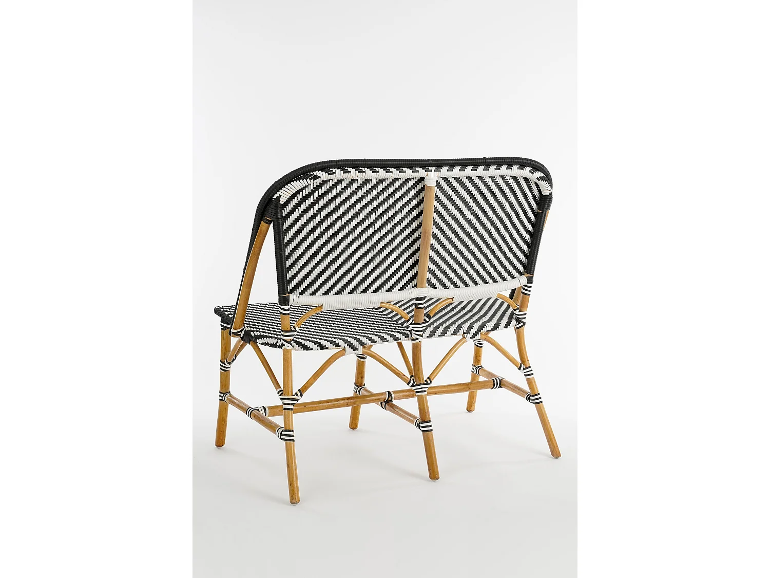 Tuinbankje van rotan ensynthetisch - 98 x 60 x 93 - Zwart, wit - MANDOX