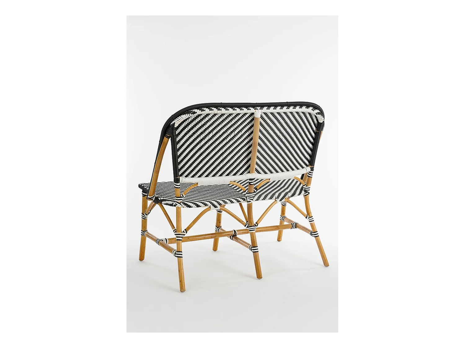 Banc de jardin en rotin et synthétique - 98 x 60 x 93 - Noir, blanc - MANDOX