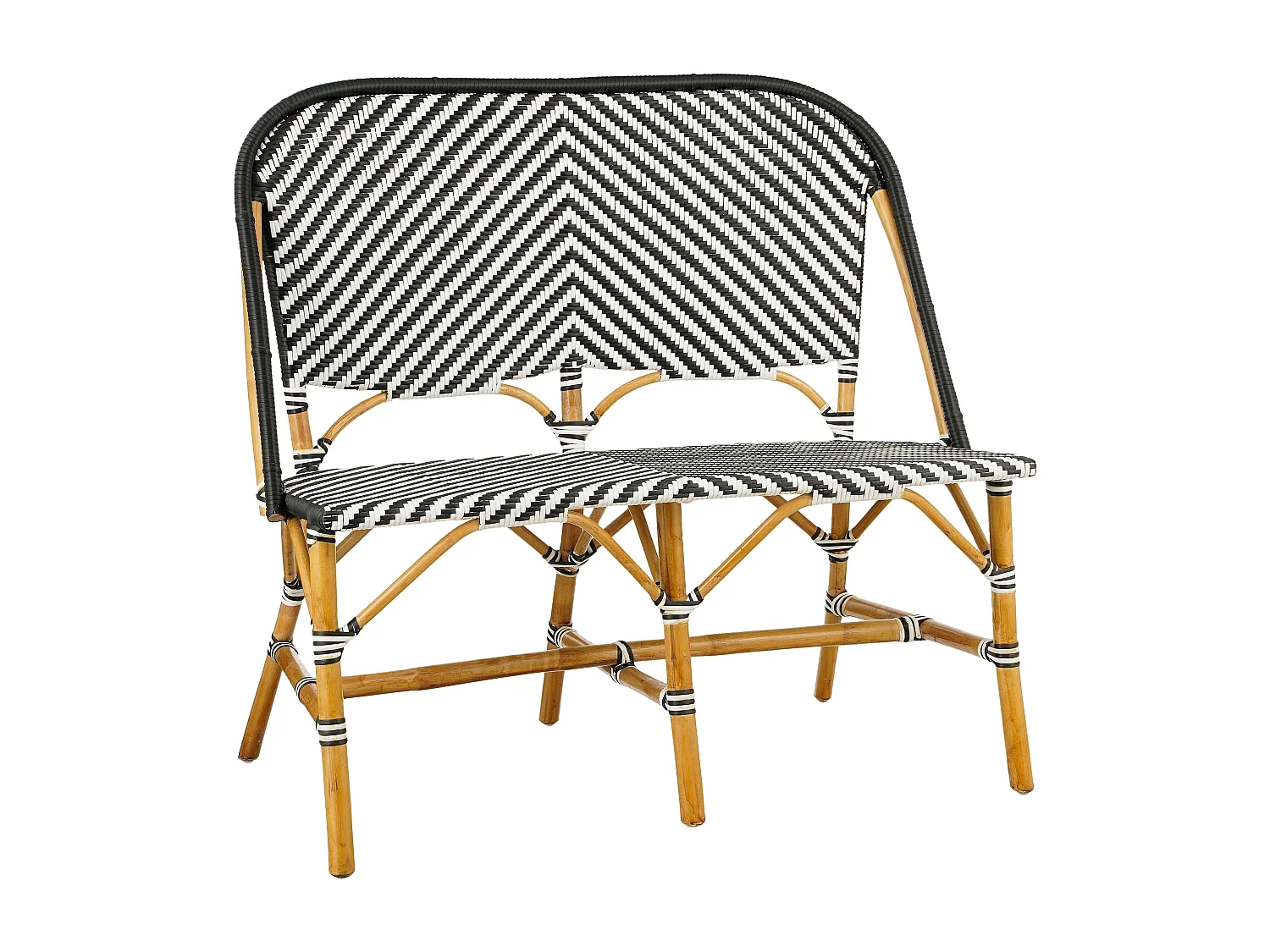 Banc de jardin en rotin et synthétique - 98 x 60 x 93 - Noir, blanc - MANDOX