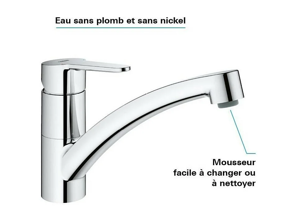 Misturador monocomando para lava-louça GROHE Start Eco - Bica baixa, Cromado, Garantia de 5 anos