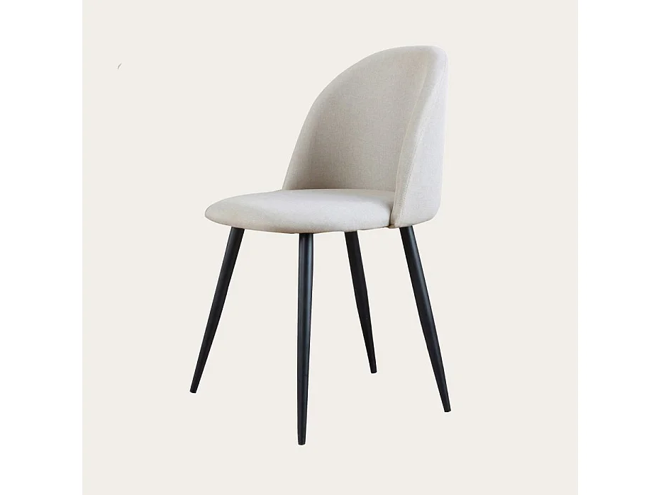 Sedia in tessuto tessuto e legno. gambe metalliche. Beige 58x78