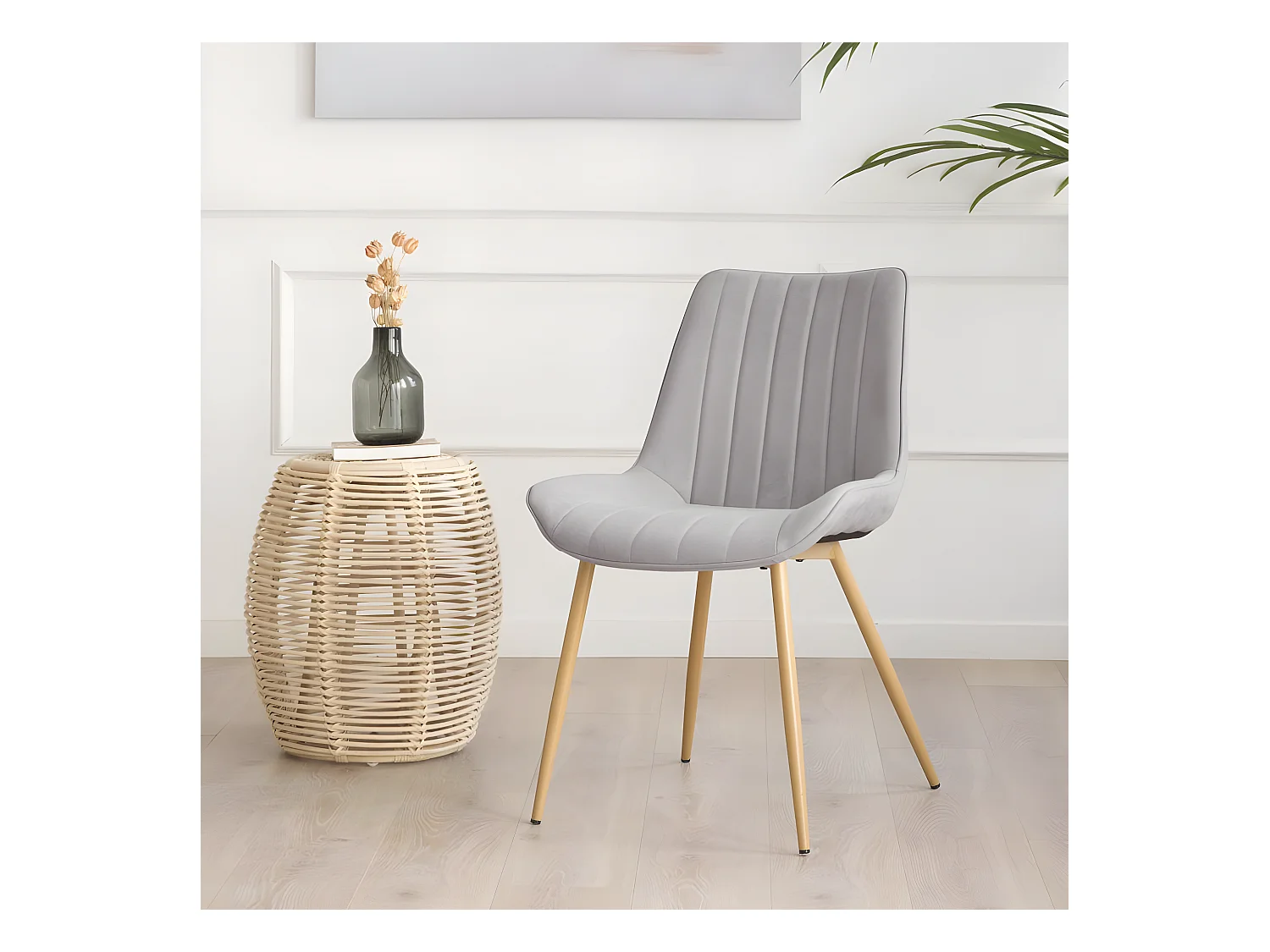 Chaise rembourrée en tapisserie Gris (616) 55x85