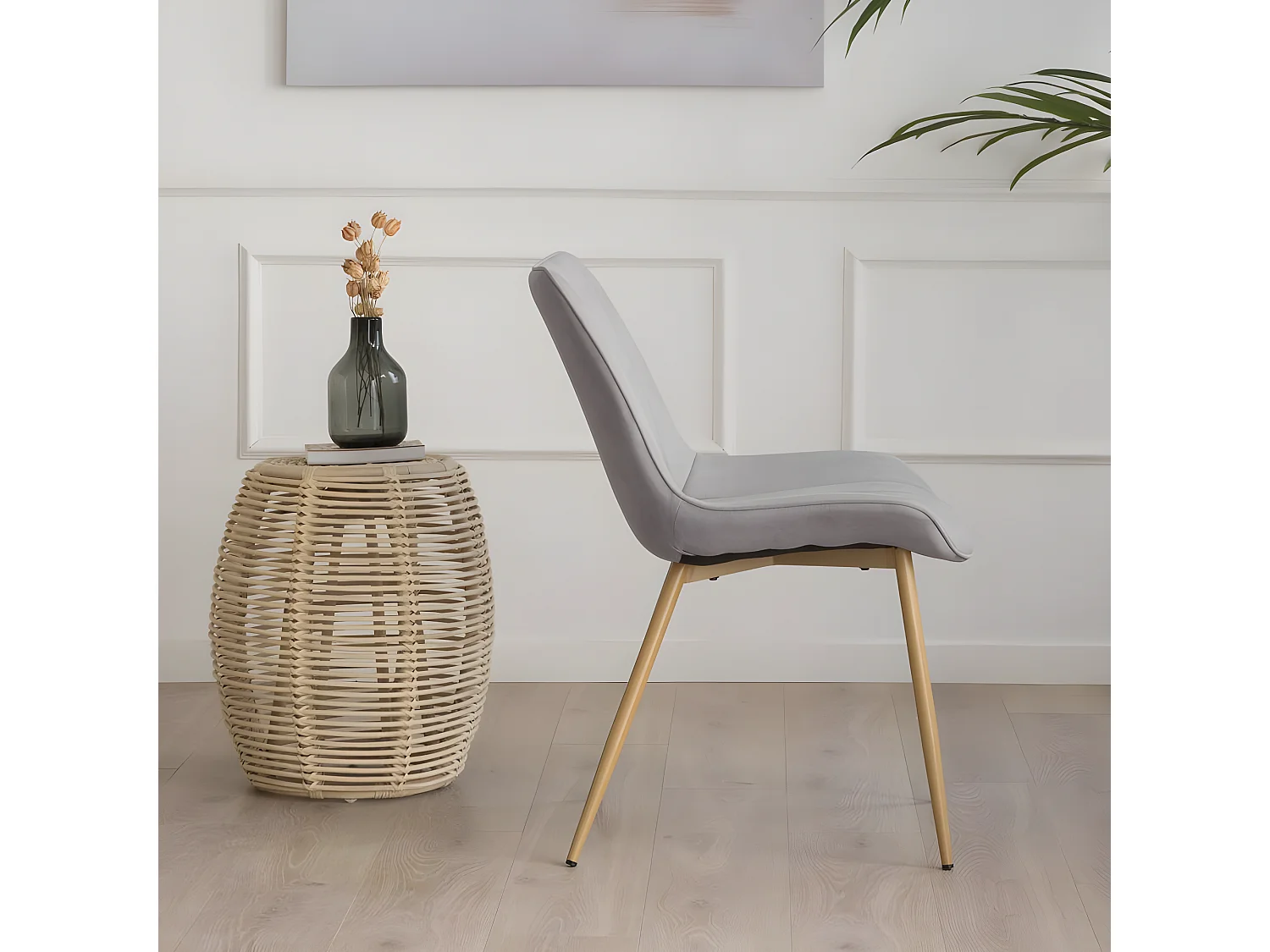 Sedia in tessuto rivestimento e gambe metalliche Grigio 61x85