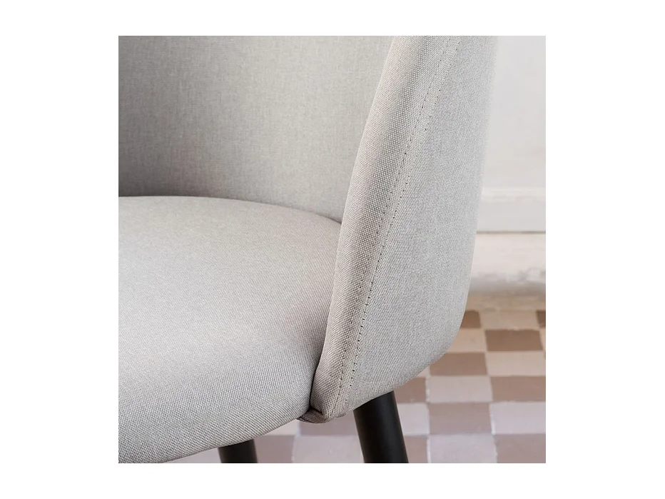 Sedia in tessuto tessuto e legno. gambe metalliche. Grigio 58x78