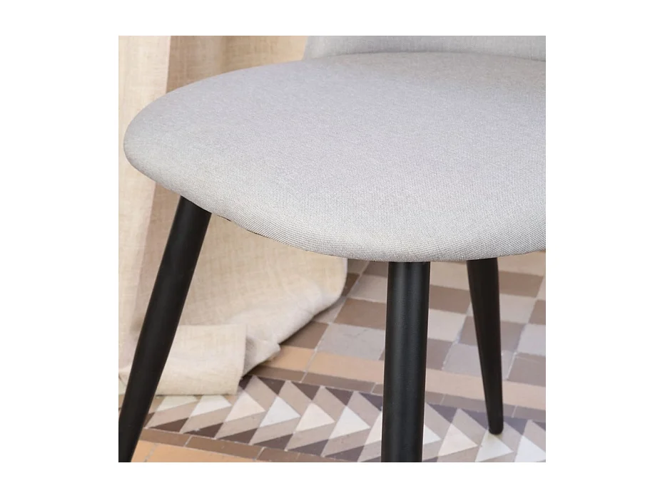 Sedia in tessuto tessuto e legno. gambe metalliche. Grigio 58x78