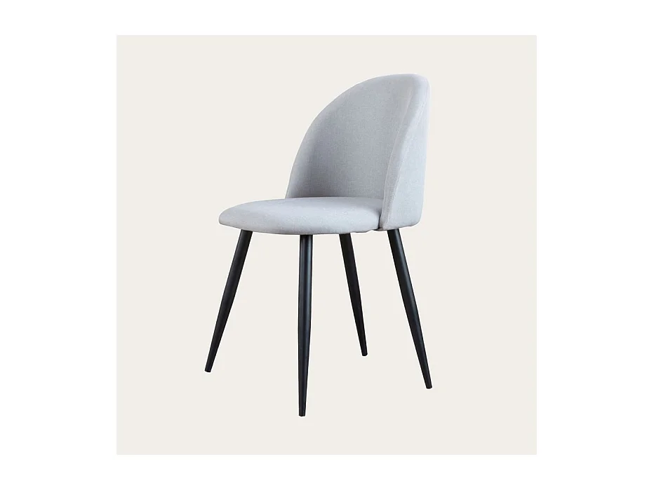 Sedia in tessuto tessuto e legno. gambe metalliche. Grigio 58x78