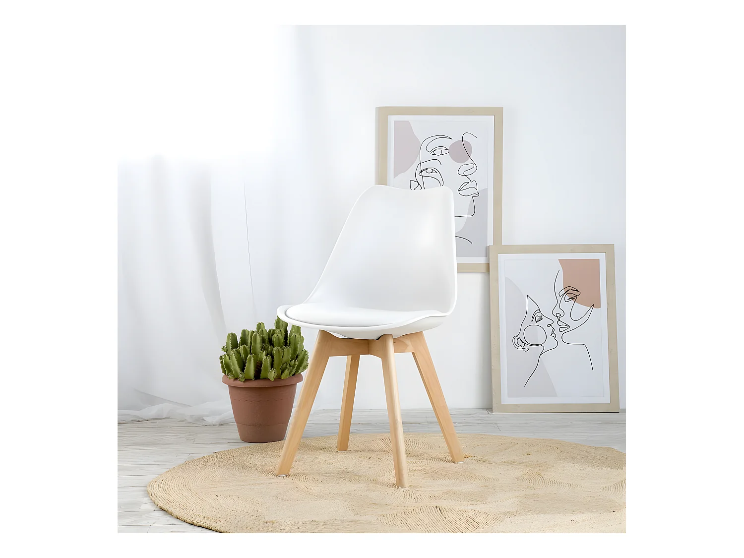 Sedia materiale di iniezione. gambe di legno Bianco 57x82