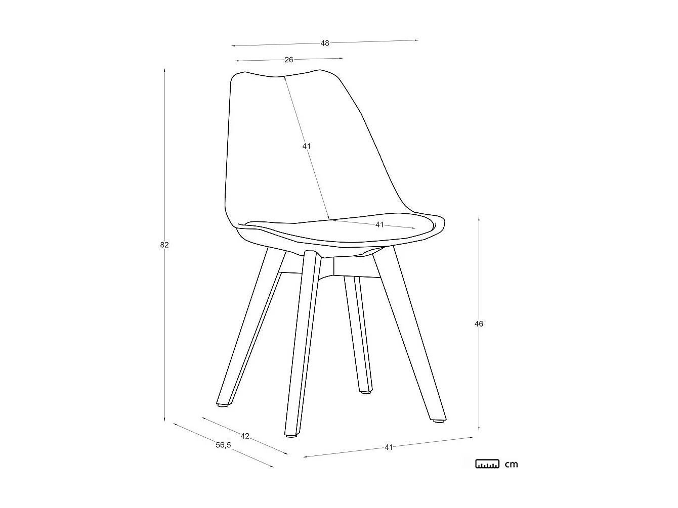 Sedia materiale di iniezione. gambe di legno Bianco 57x82