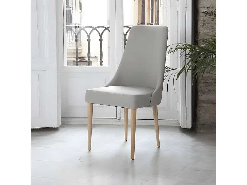 Sedia in tessuto legno / sciuma pu / tessile Grigio 59x96