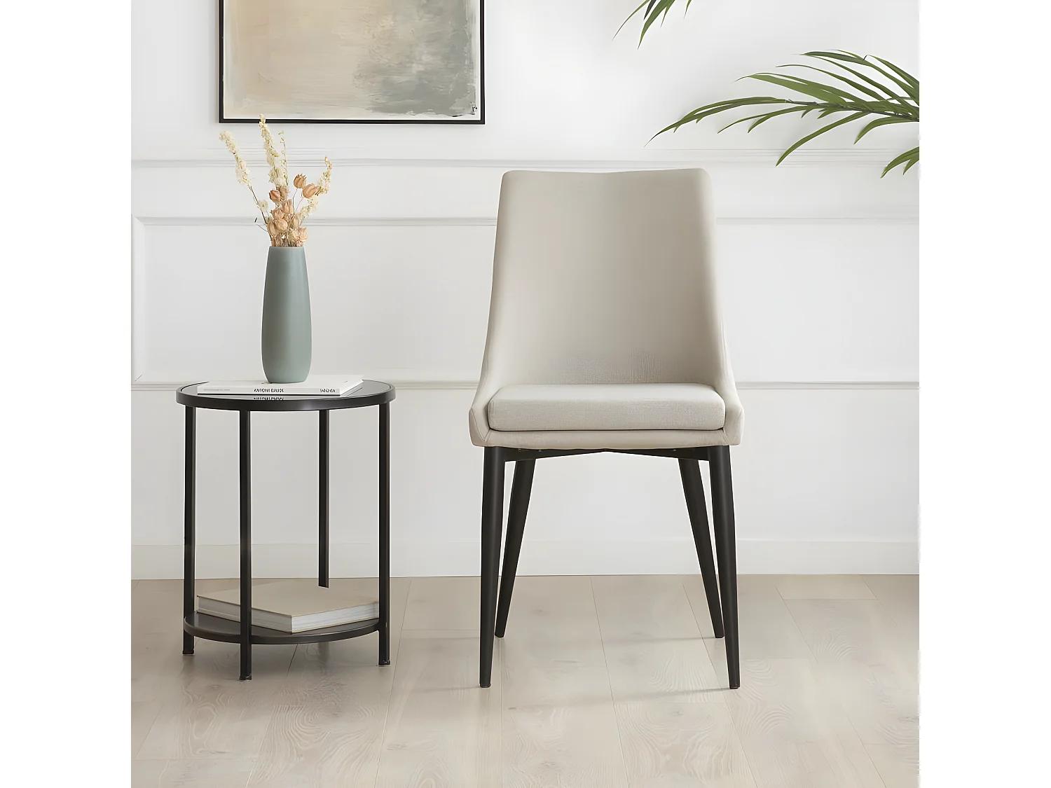 Chaise rembourrée en tapisserie Beige (613) 48x90