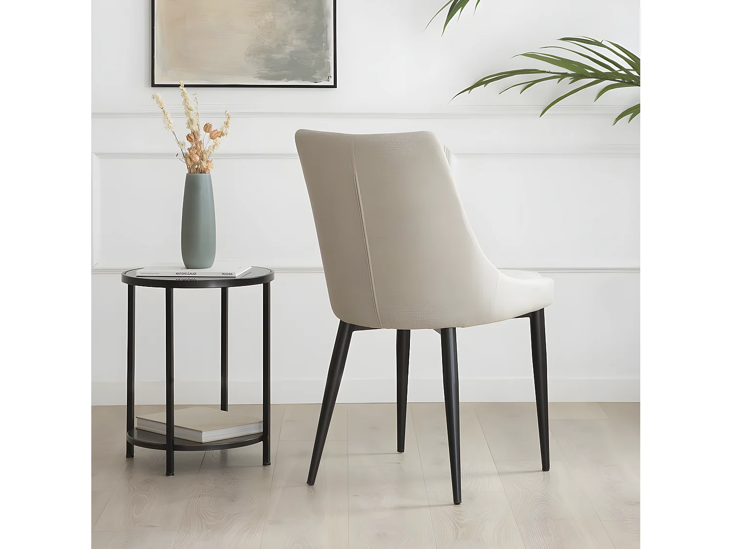 Chaise rembourrée en tapisserie Beige (613) 48x90