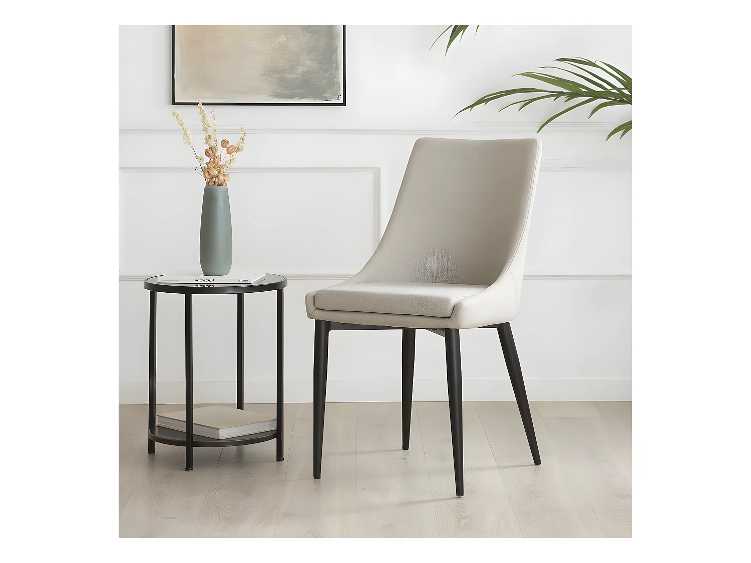Chaise rembourrée en tapisserie Beige (613) 48x90