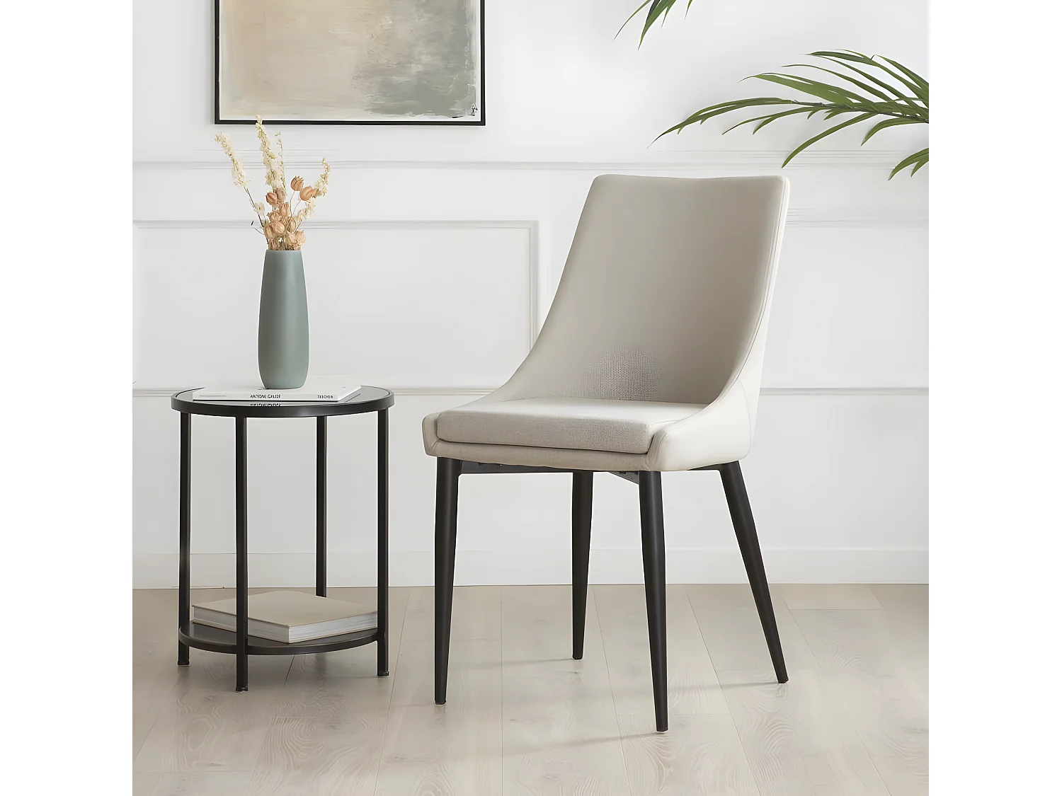 Sedia in tessuto rivestimento e gambe metalliche Beige 60x90