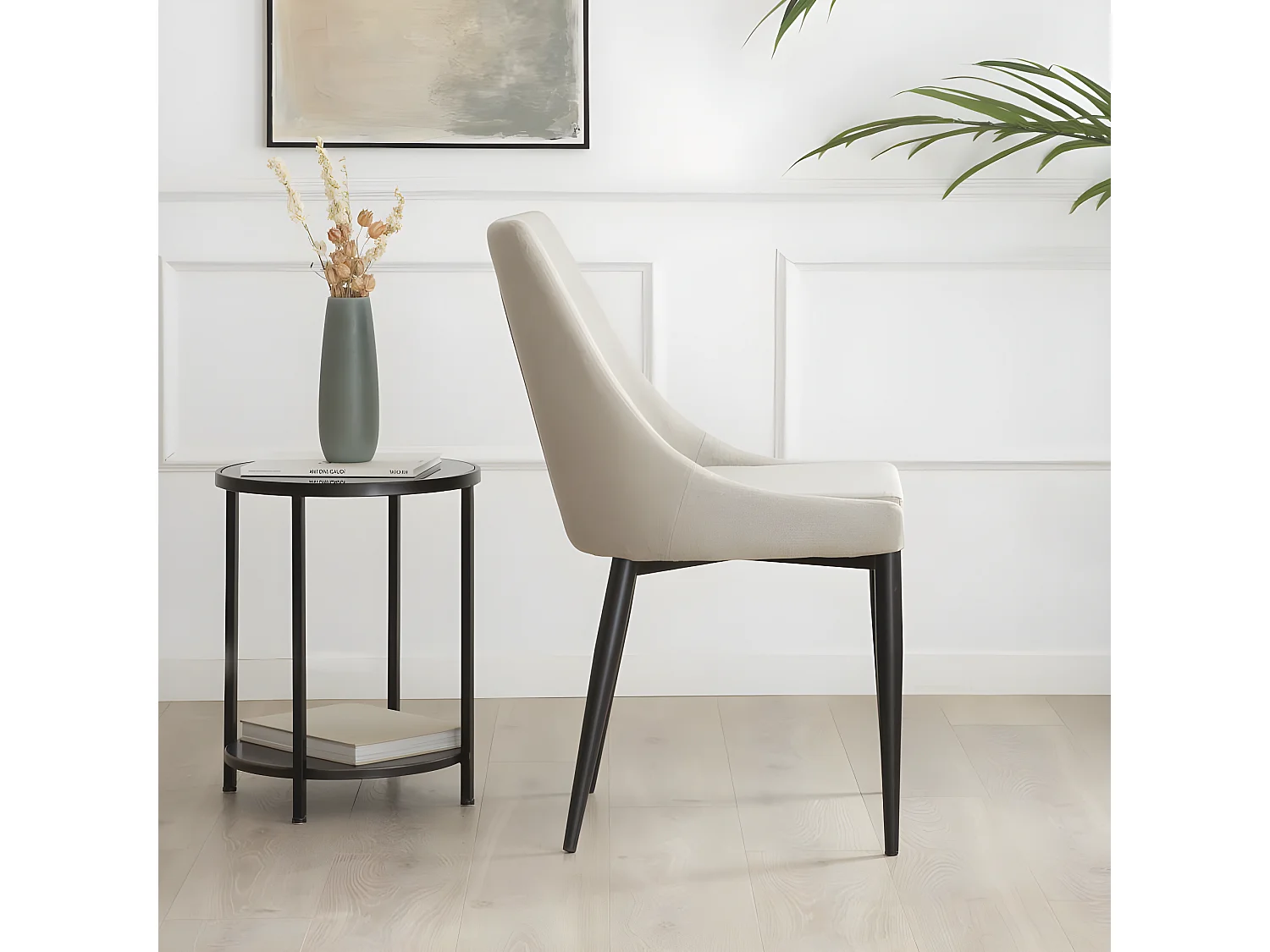 Sedia in tessuto rivestimento e gambe metalliche Beige 60x90