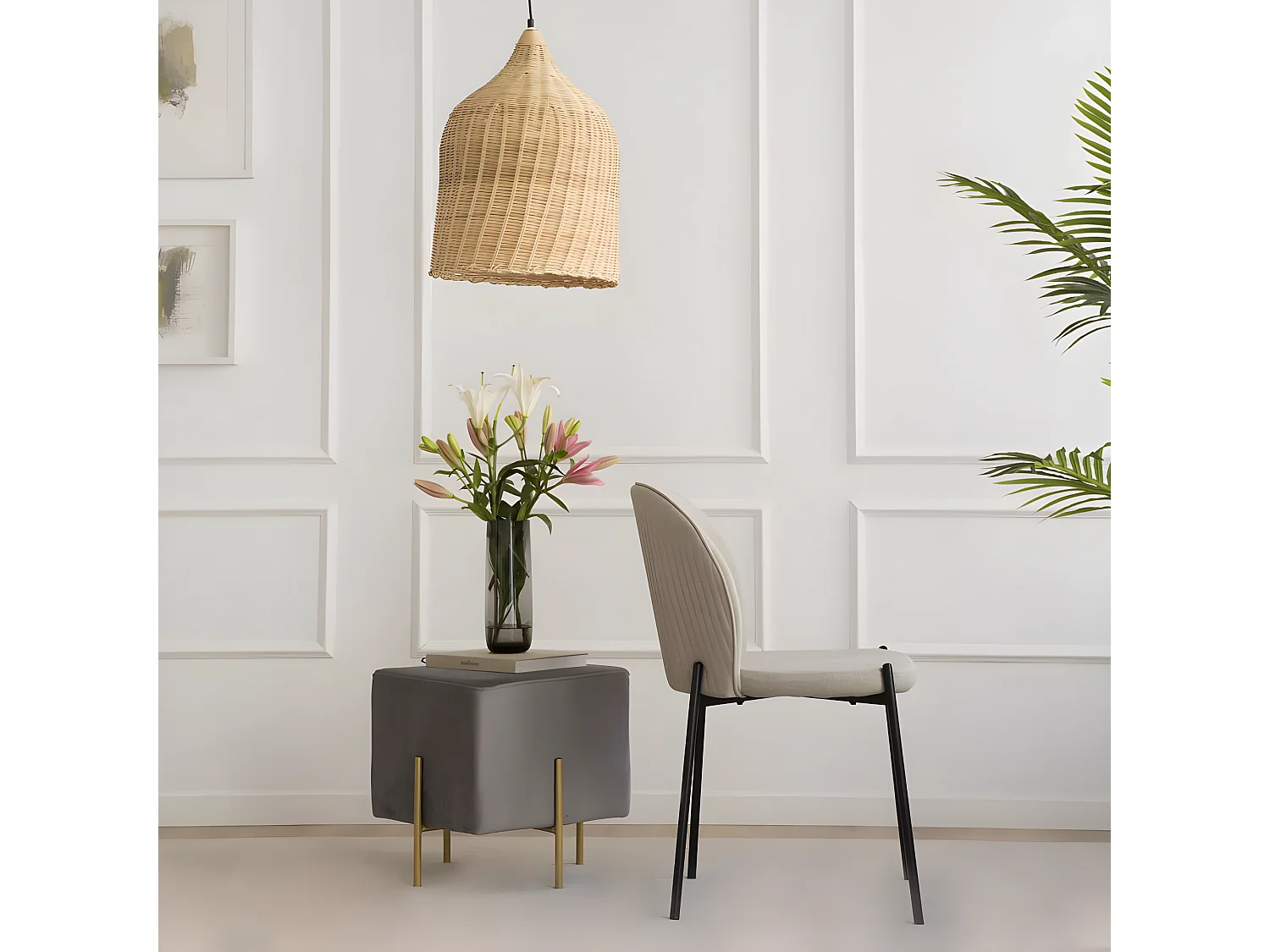 Pack Set di 4 sedie tessuto Beige 48x85