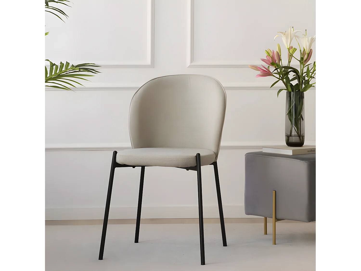 Pack Set di 4 sedie tessuto Beige 48x85