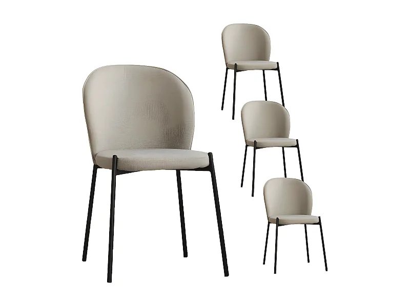 Pack de 4 chaises tissu Beige 48x85