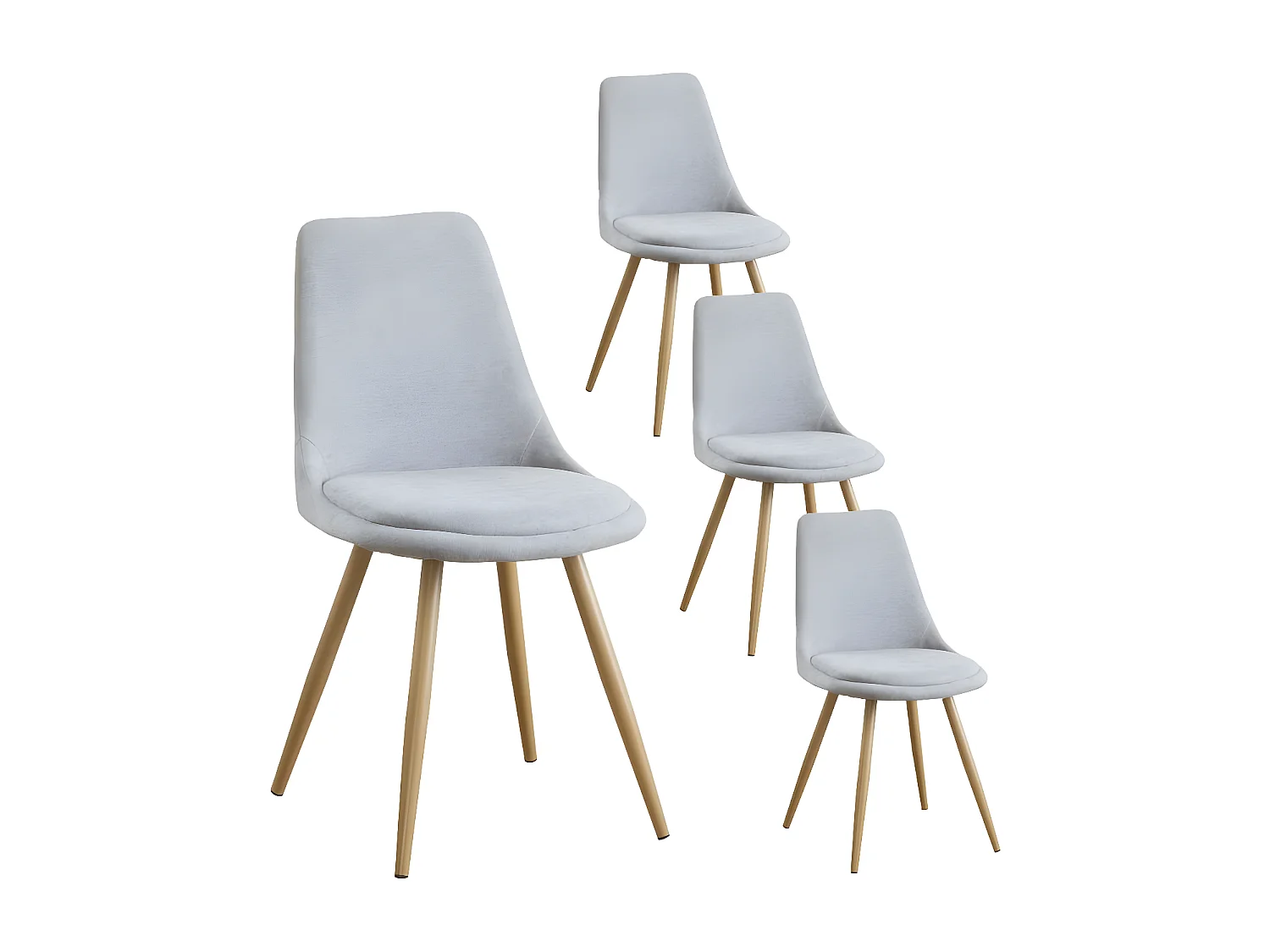 Pack Set di 4 sedie stoffa e legno. gambe metalliche Grigio 47x87