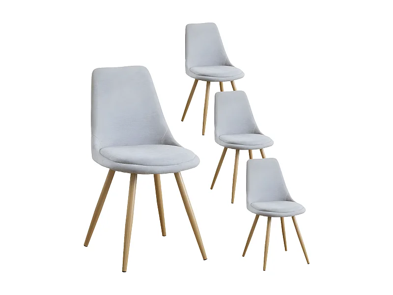 Pack Set di 4 sedie stoffa e legno. gambe metalliche Grigio 47x87