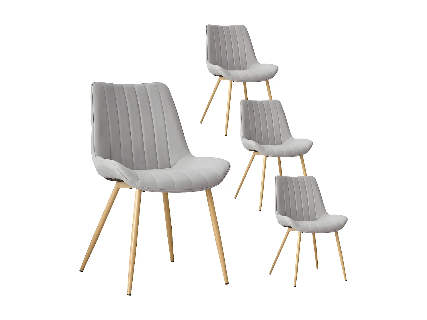 Pack Set di 4 sedie rivestimento e gambe metalliche Grigio 55x85