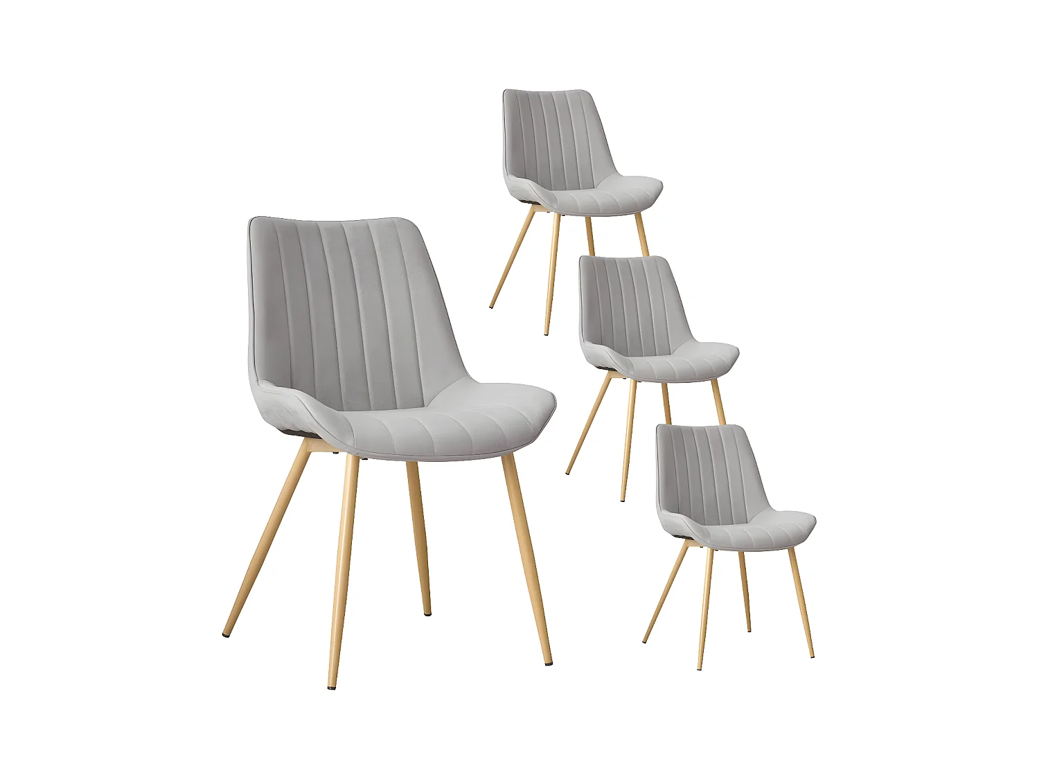 Pack de 4 chaises en tapisserie Gris 55x85
