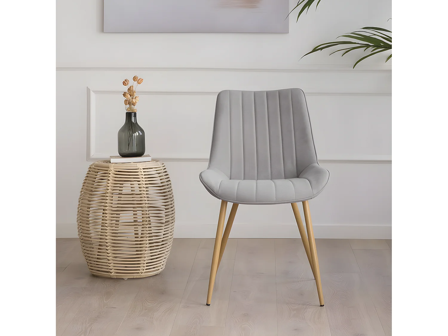 Pack de 4 chaises en tapisserie Gris 55x85