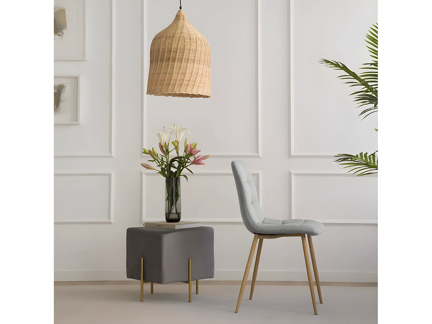 Chaise rembourrée tissu Gris (616) 45x88