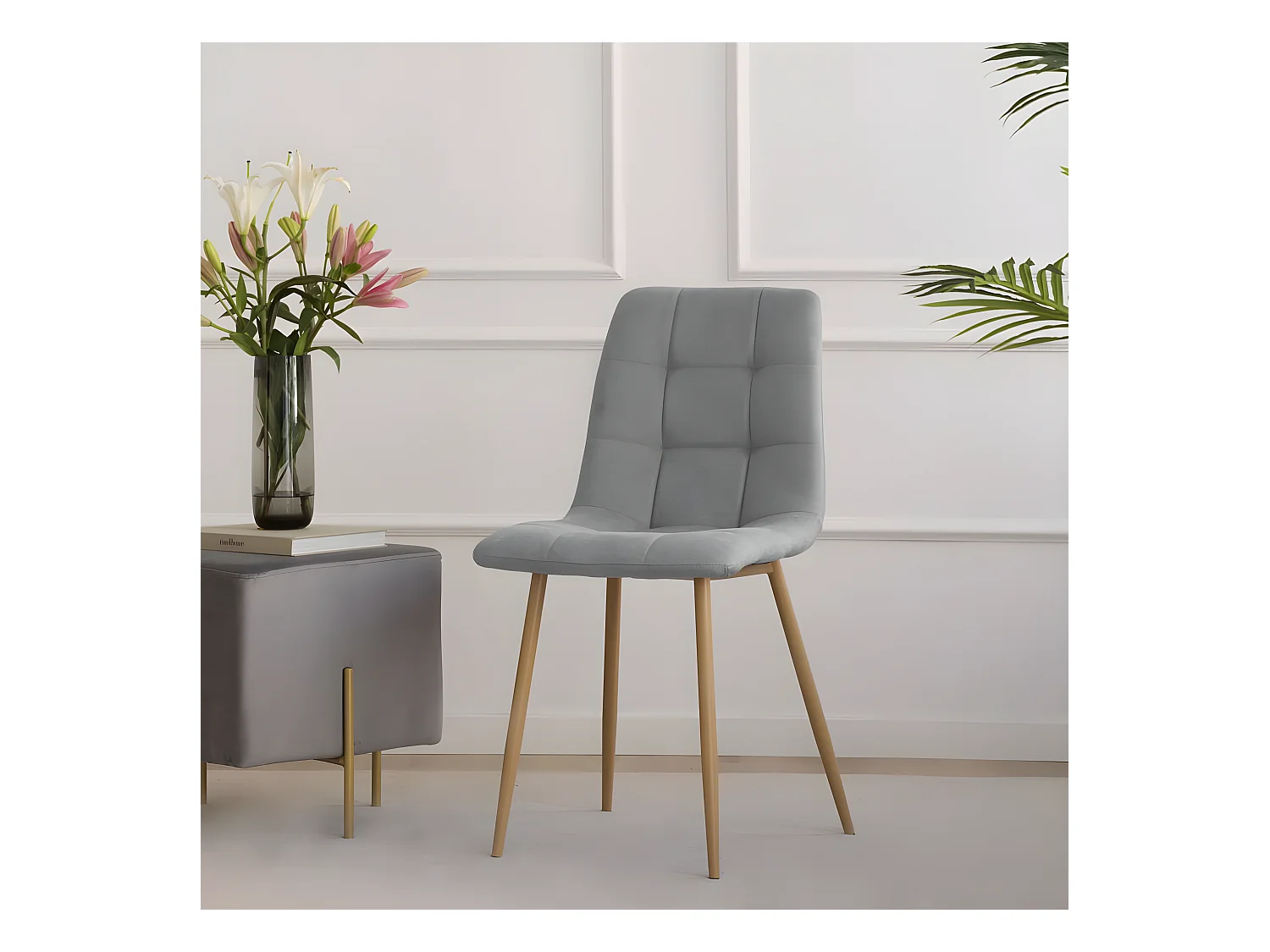 Chaise rembourrée tissu Gris (616) 45x88