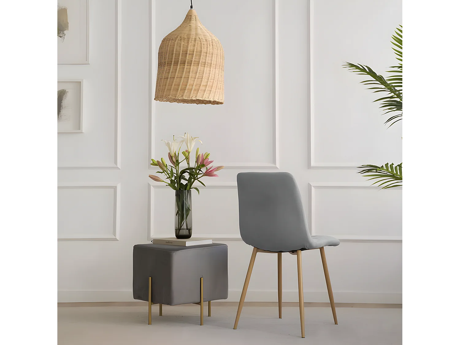 Chaise rembourrée tissu Gris (616) 45x88