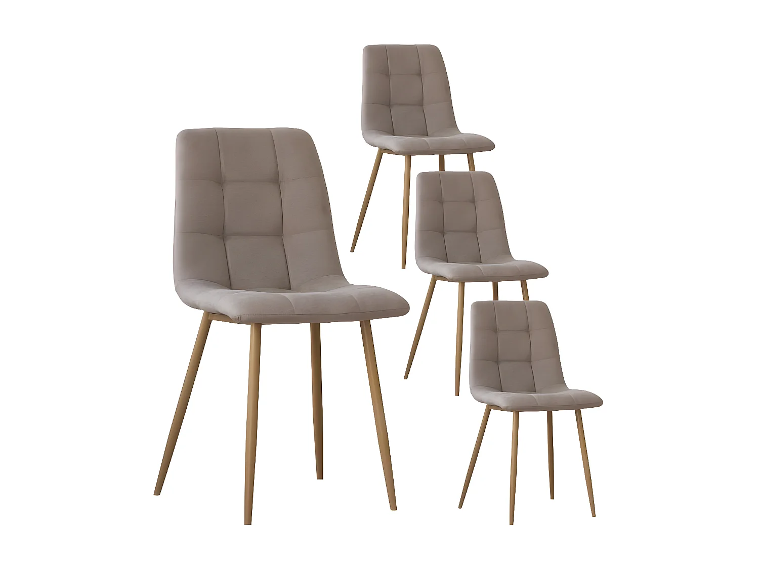 Pack Set di 4 sedie tessuto Beige 45x88