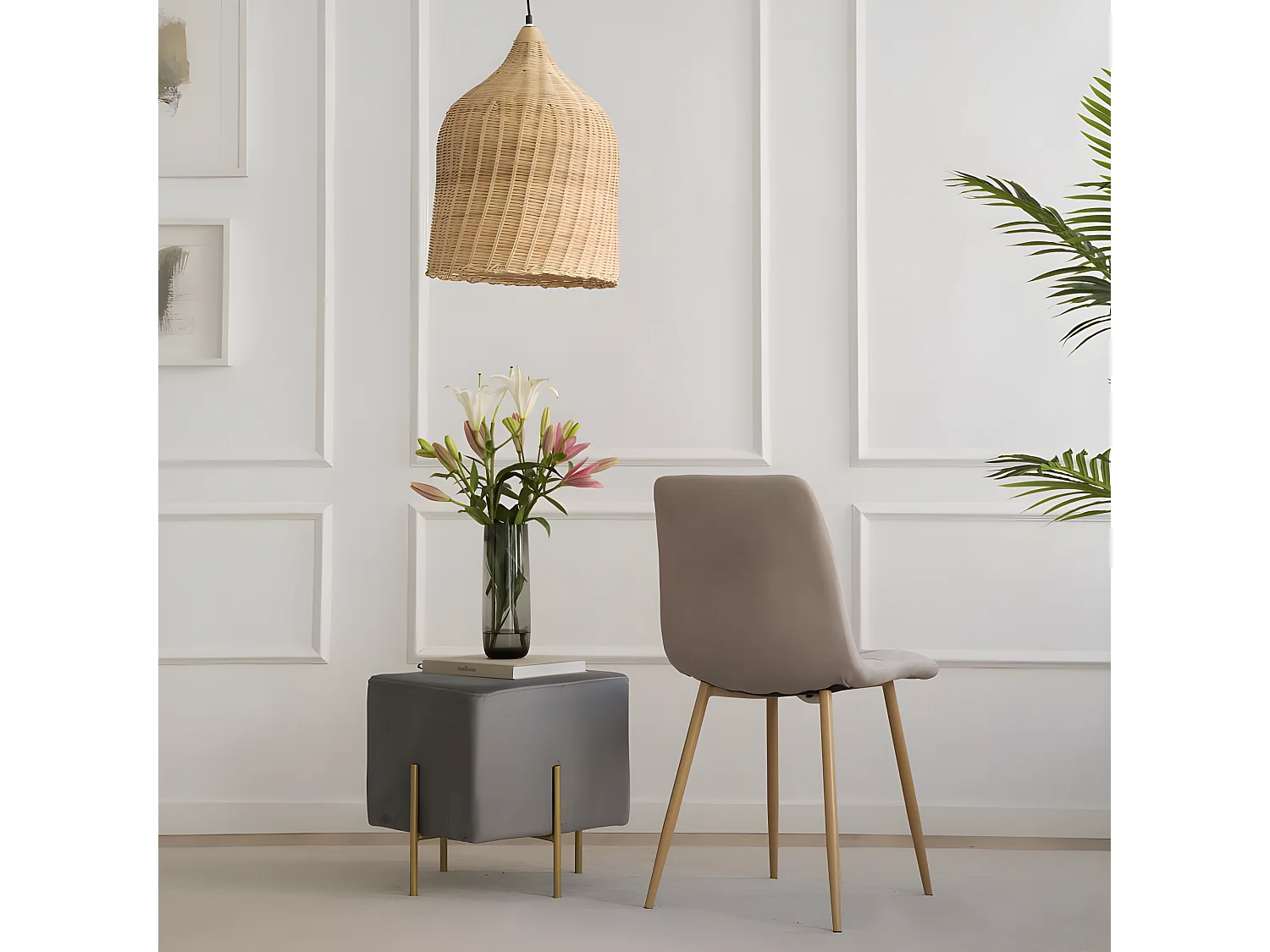 Pack Set di 4 sedie tessuto Beige 45x88